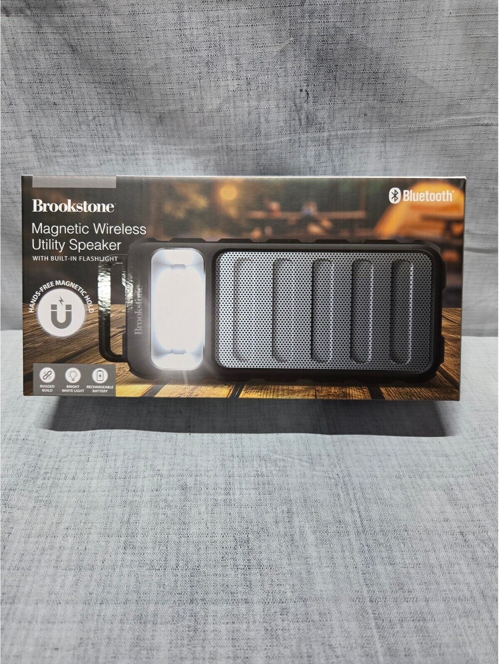 Brookstone Magnetic Wireless Utility Speaker with Built-in Flashlight Bluetooth